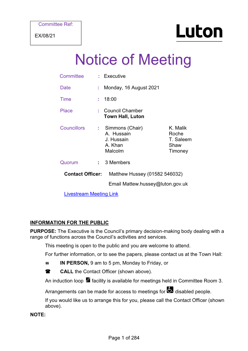 Notice of Meeting