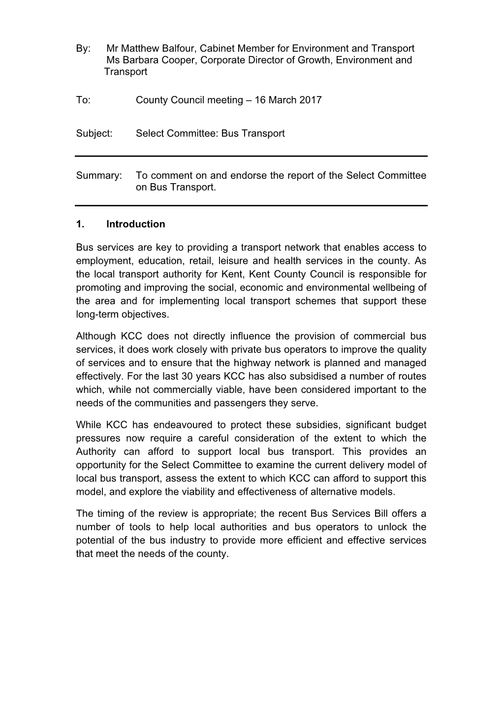 Select Committee: Bus Transport PDF 332 KB