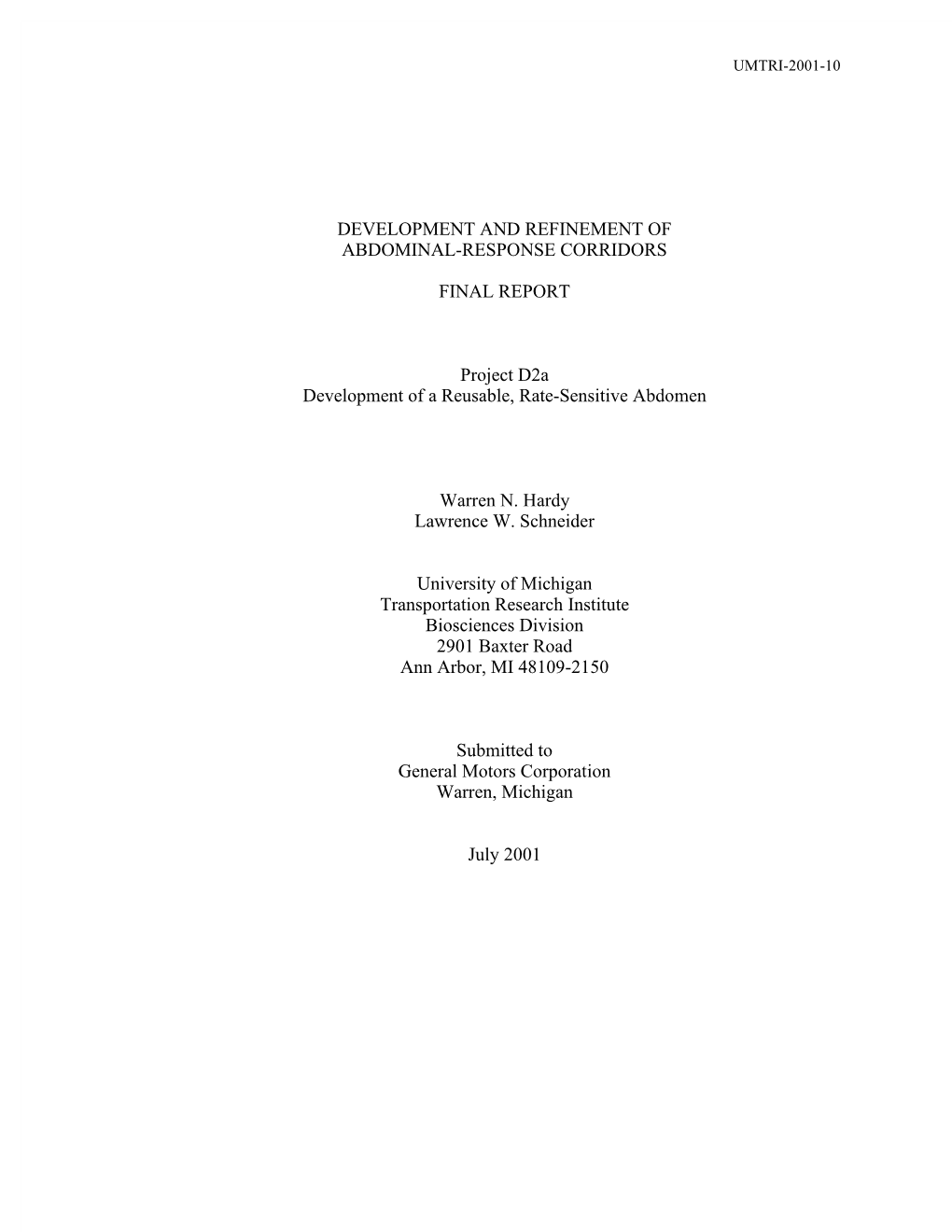 Development and Refinement of Abdominal-Response Corridors