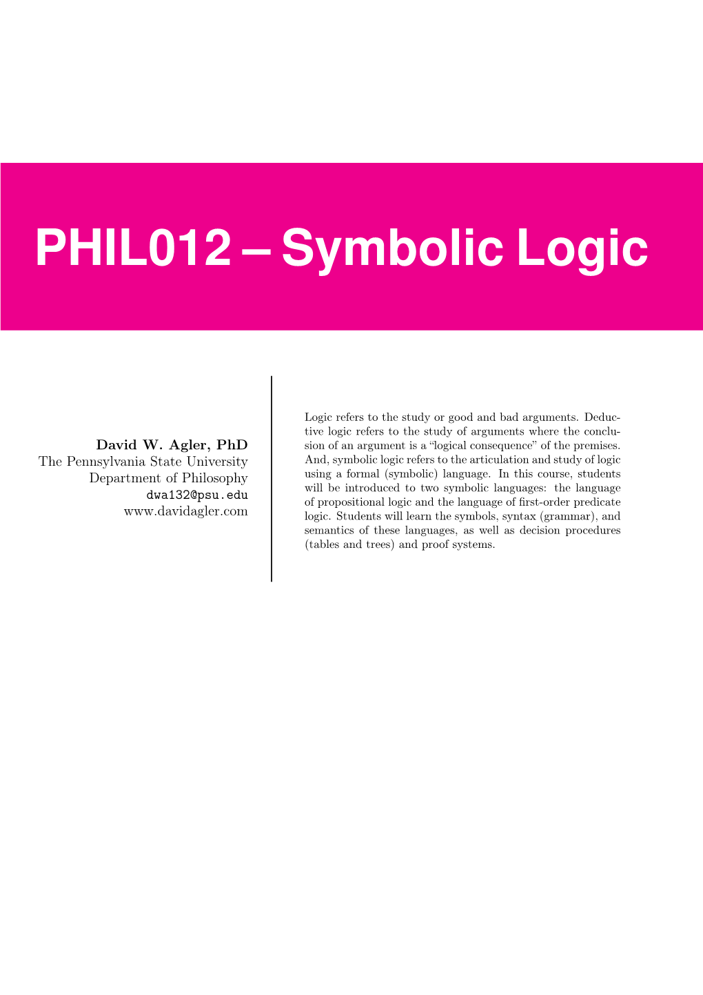 Symbolic Logic