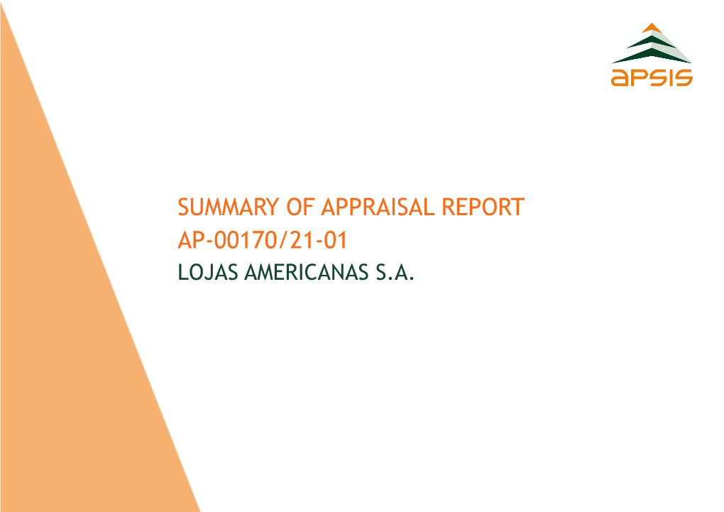 Summary of Appraisal Report Ap-00170/21-01 Lojas Americanas S.A