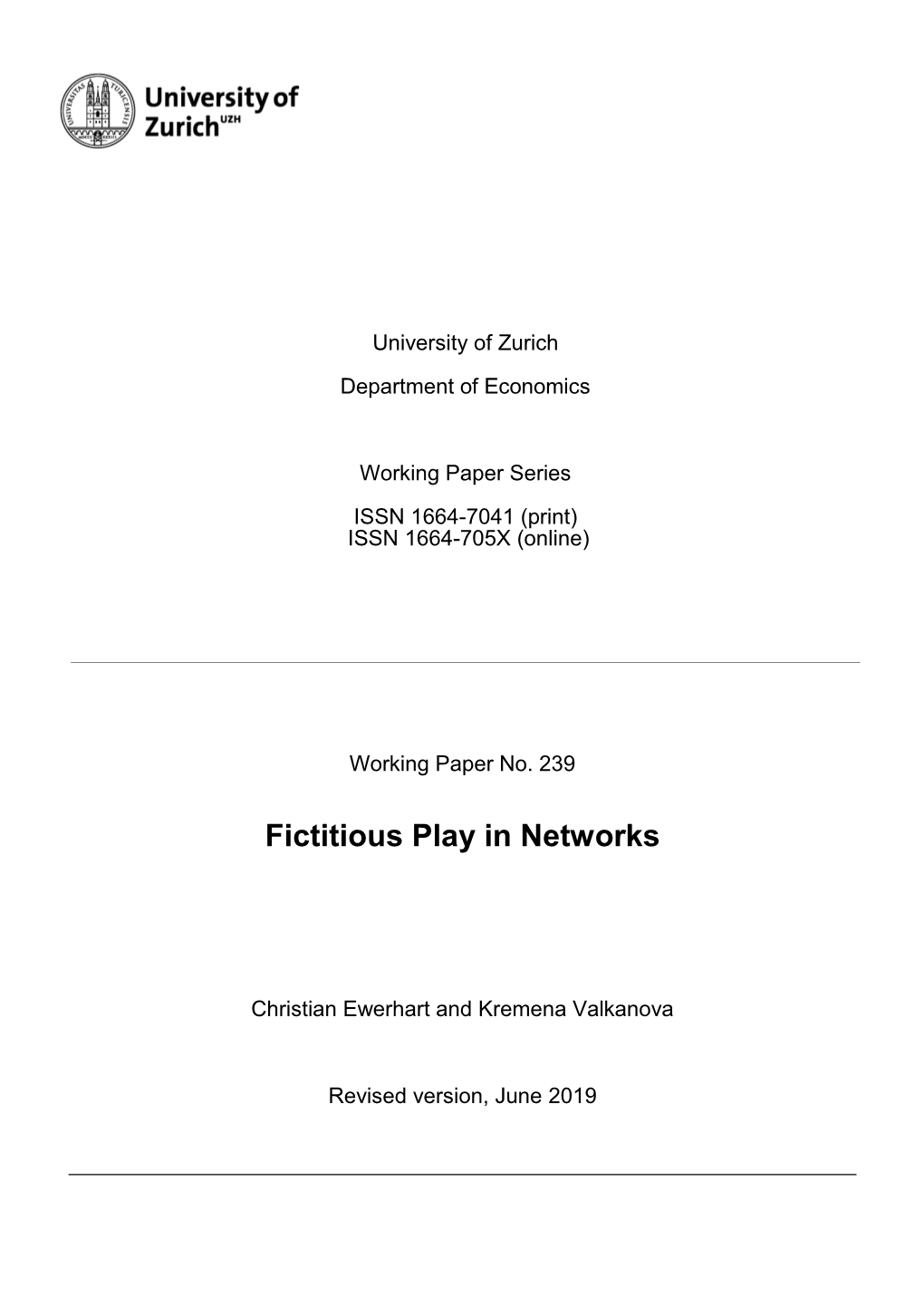 Fictitious Play in Networks