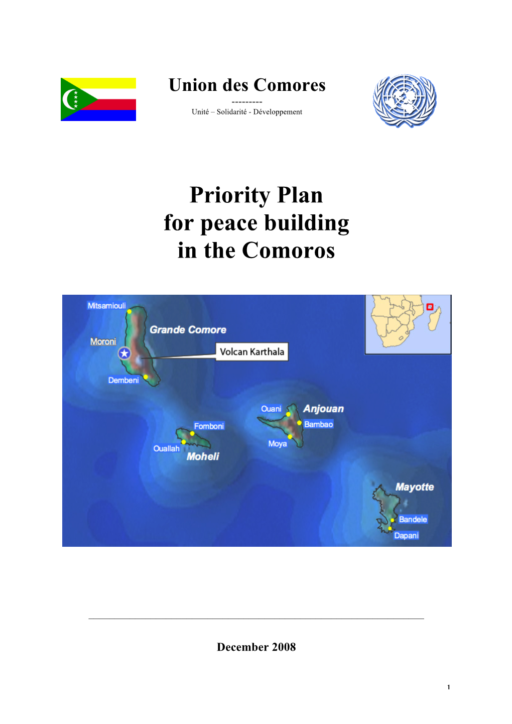 Priority Plan for Peace Building in the Comoros