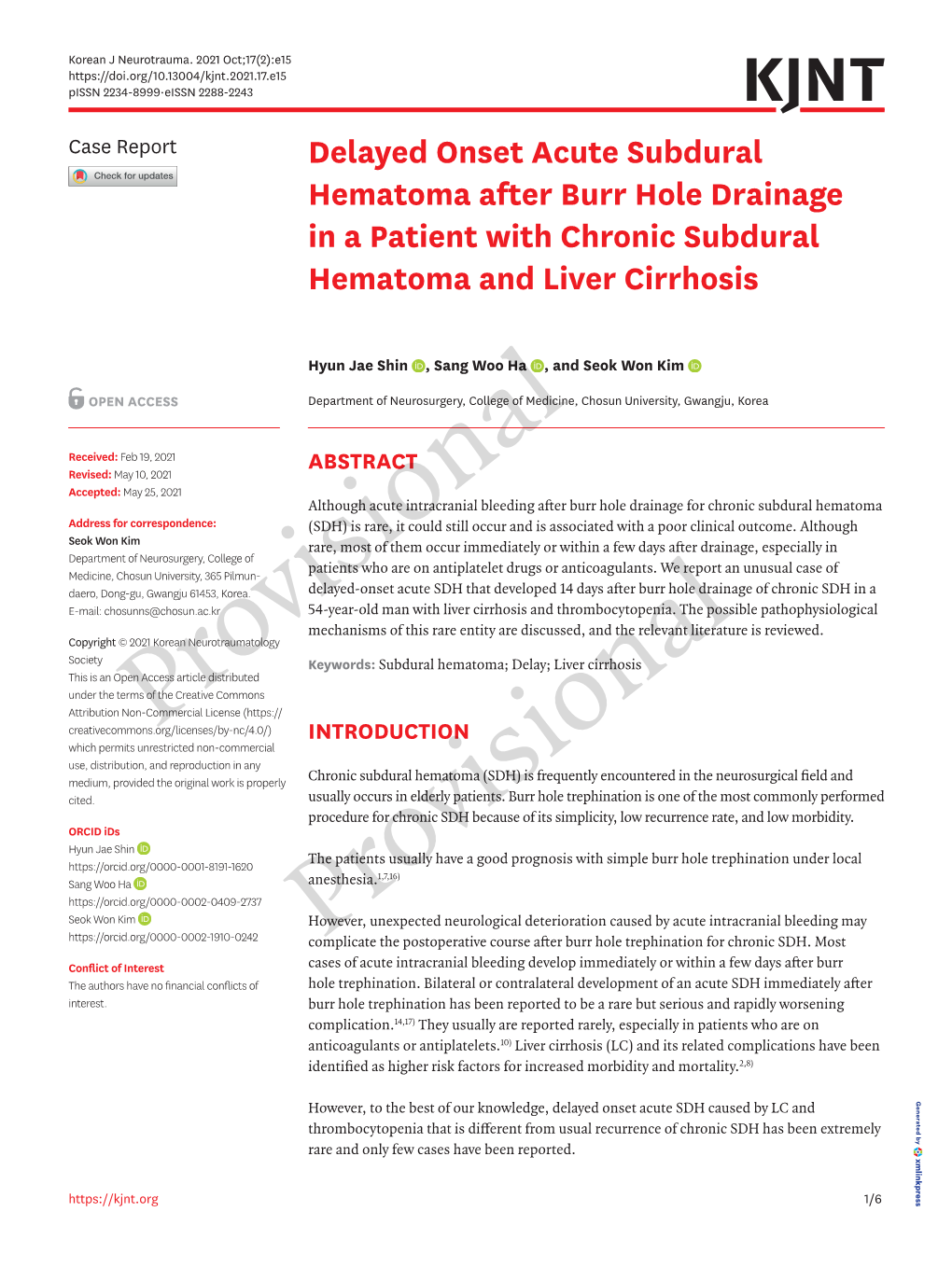 Delayed Onset Acute Subdural Hematoma After Burr Hole Drainage in a Patient with Chronic Subdural Hematoma and Liver Cirrhosis