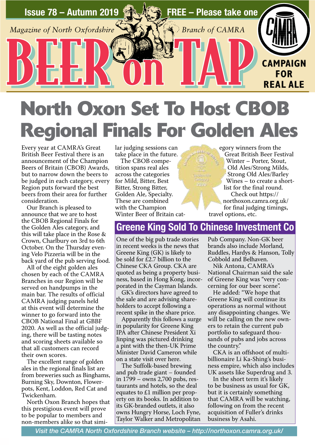 North Oxon Set to Host CBOB Regional Finals for Golden Ales