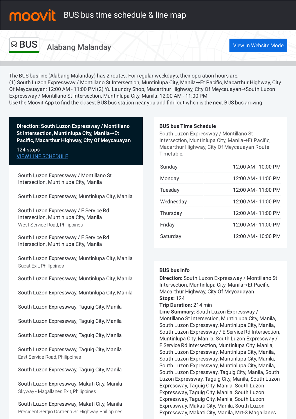 BUS Bus Time Schedule & Line Route