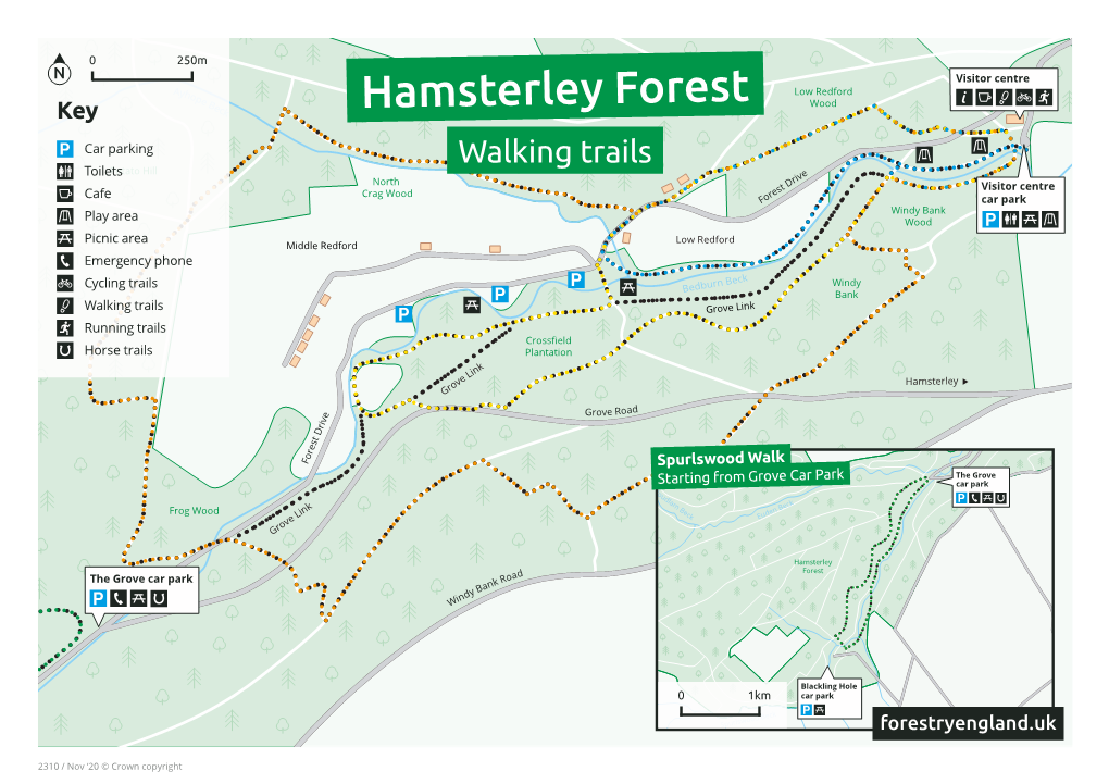 Map of Hamsterley Forest Trails