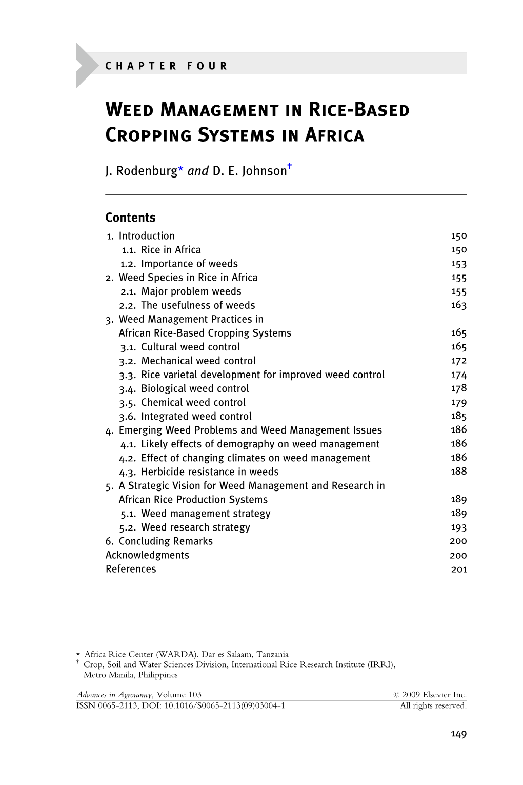 Weed Management in Rice-Based Cropping Systems in Africa