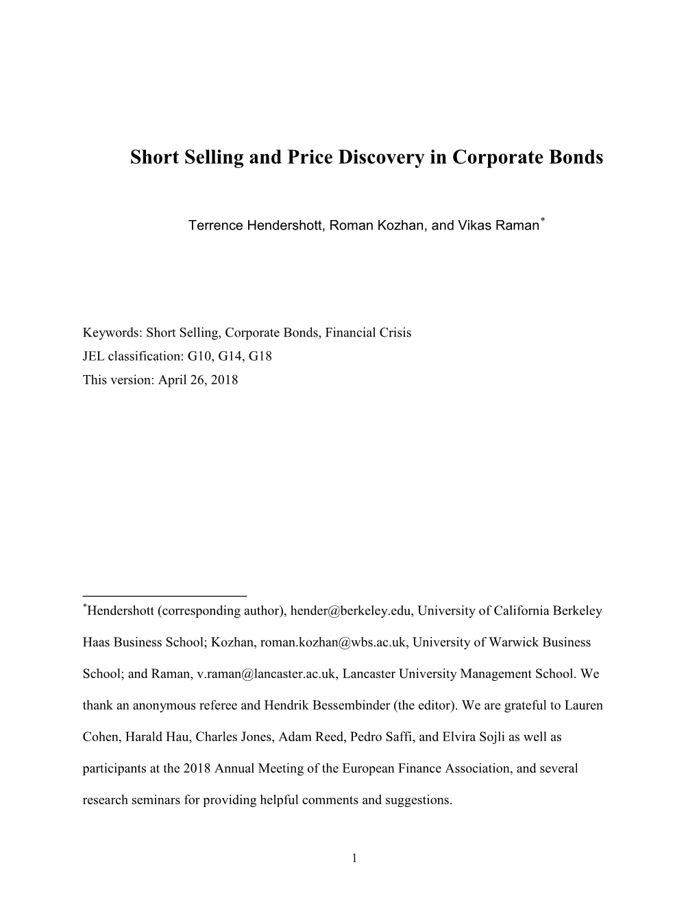 Short Selling and Price Discovery in Corporate Bonds