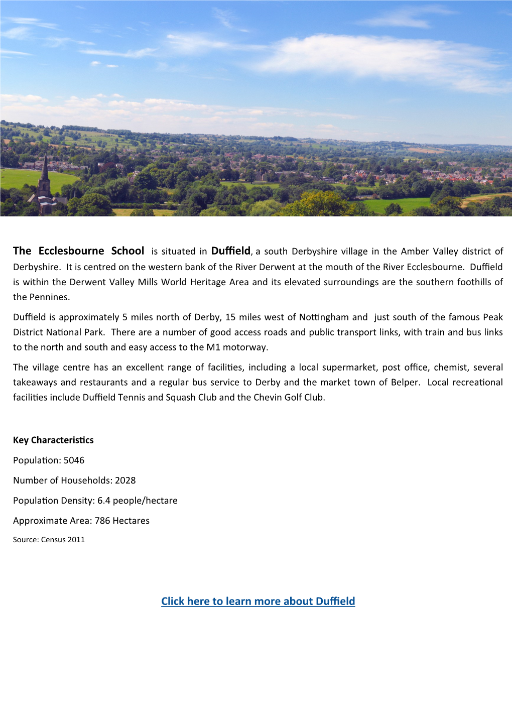 The Ecclesbourne School Click Here to Learn More About Duffield