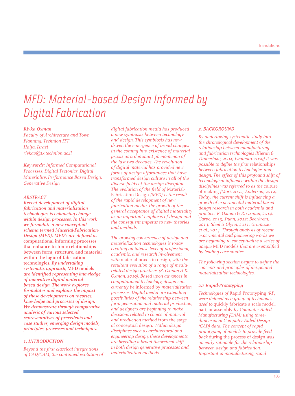 MFD: Material-Based Design Informed by Digital Fabrication