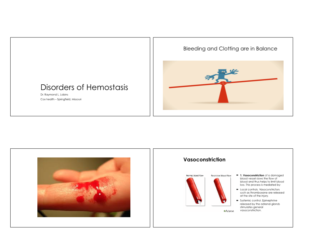 Lobins Disorders of Hemostasis