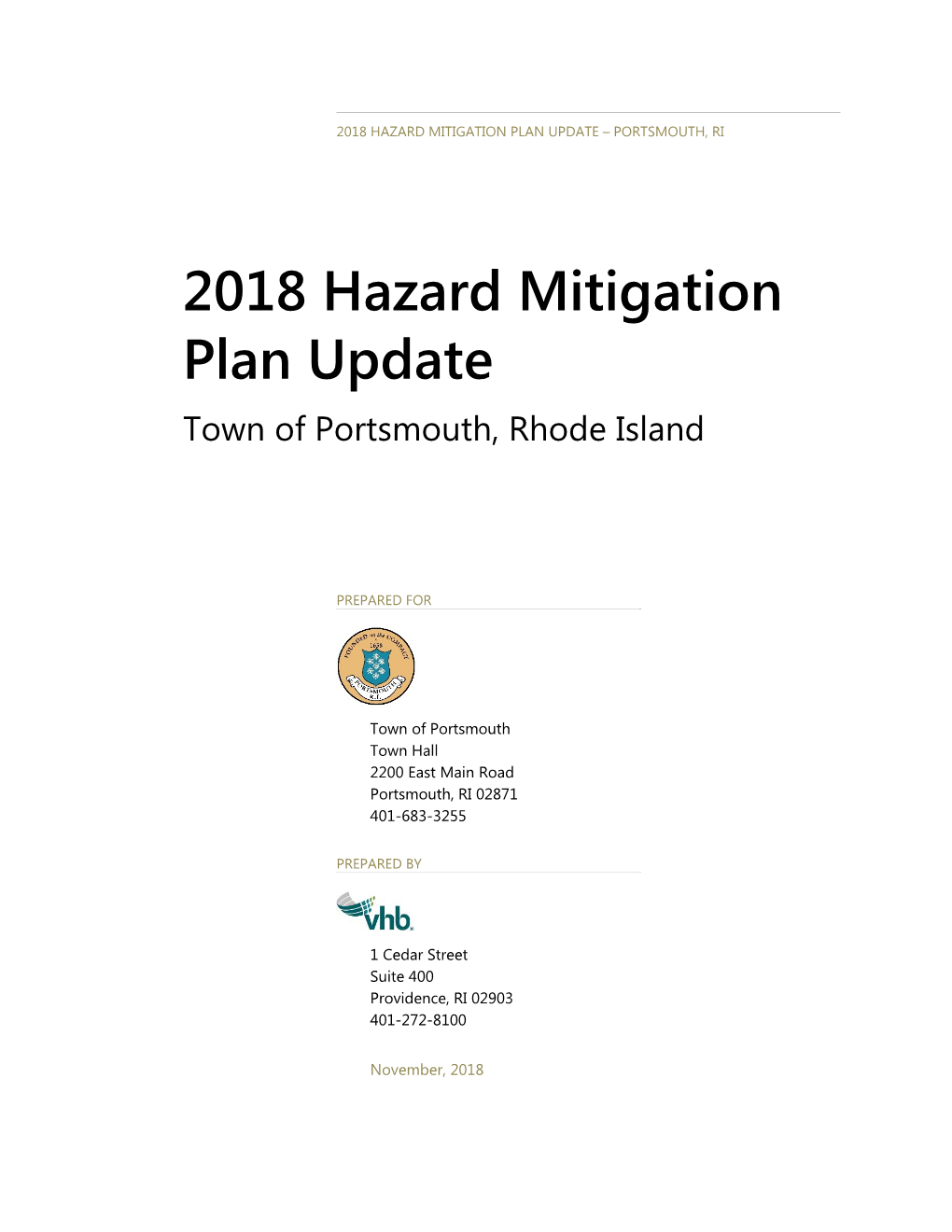 2018 Hazard Mitigation Plan Update – Portsmouth, Ri