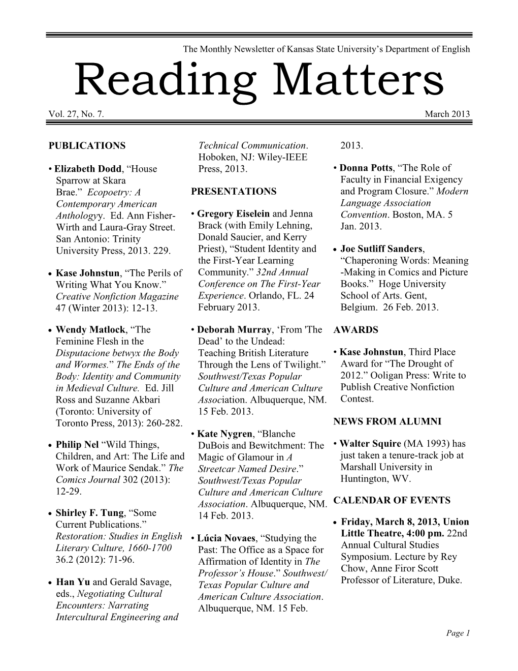 Reading Matters Vol