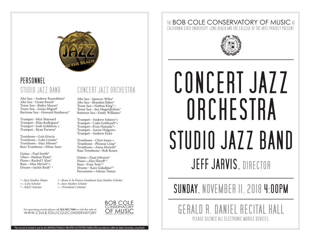 Studio Jazz Band Concert Jazz Orchestra Concert Jazz