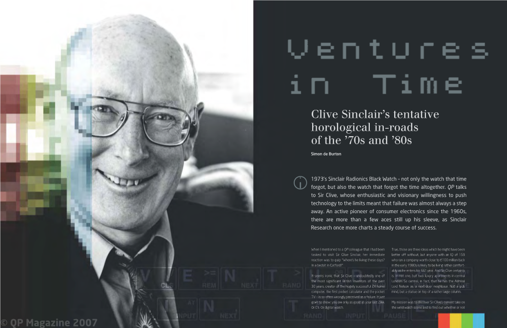 Clive Sinclair's Tentative Horological In-Roads Of