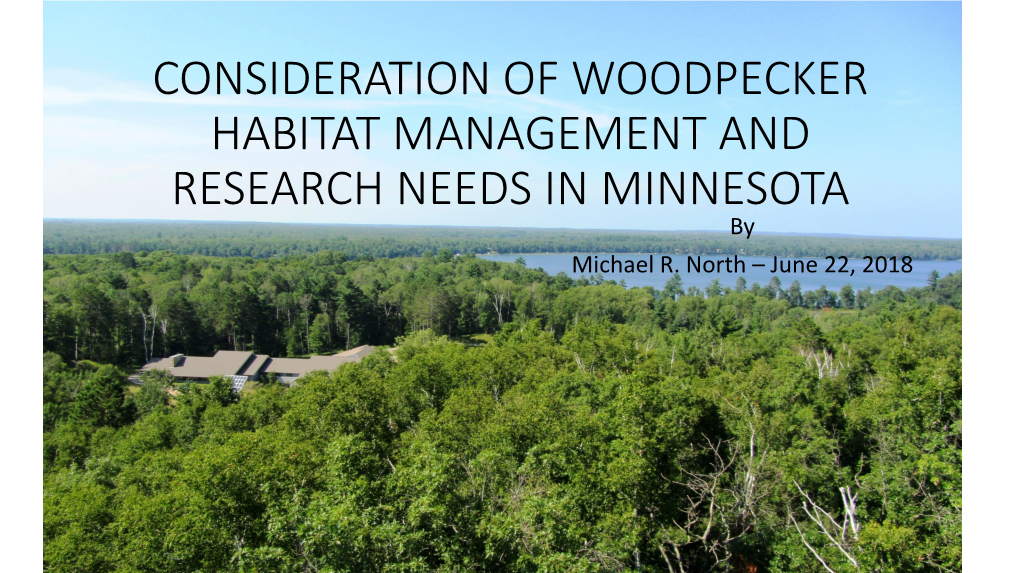 CONSIDERATION of WOODPECKER HABITAT MANAGEMENT and RESEARCH NEEDS in MINNESOTA by Michael R