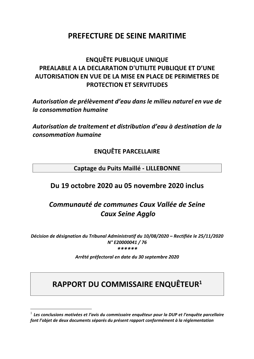 Prefecture De Seine Maritime Rapport Du Commissaire