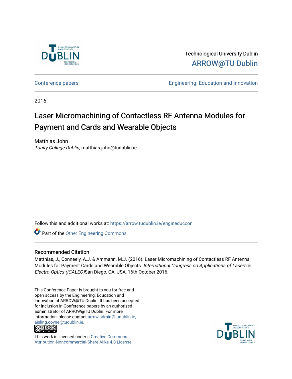 Laser Micromachining of Contactless RF Antenna Modules for Payment and Cards and Wearable Objects