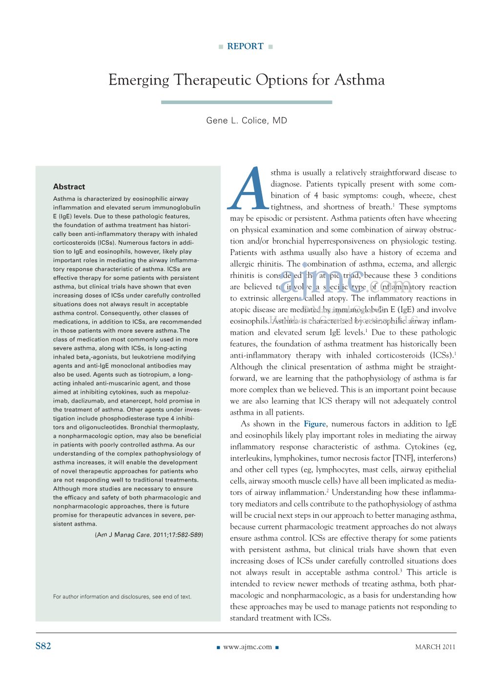 Emerging Therapeutic Options for Asthma