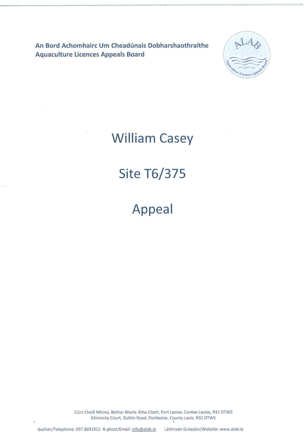 William Casey Site T6/375 Appeal