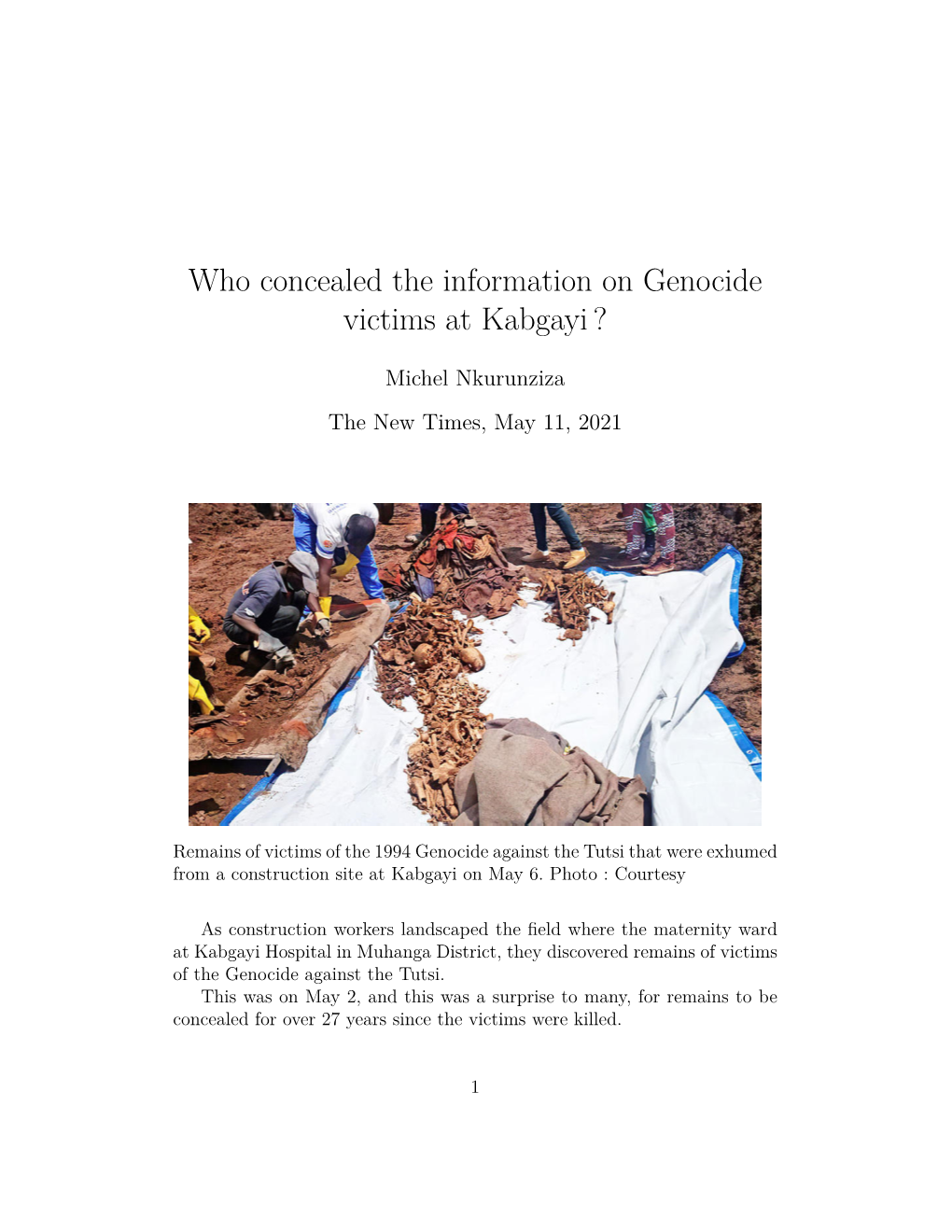 Who Concealed the Information on Genocide Victims at Kabgayi?