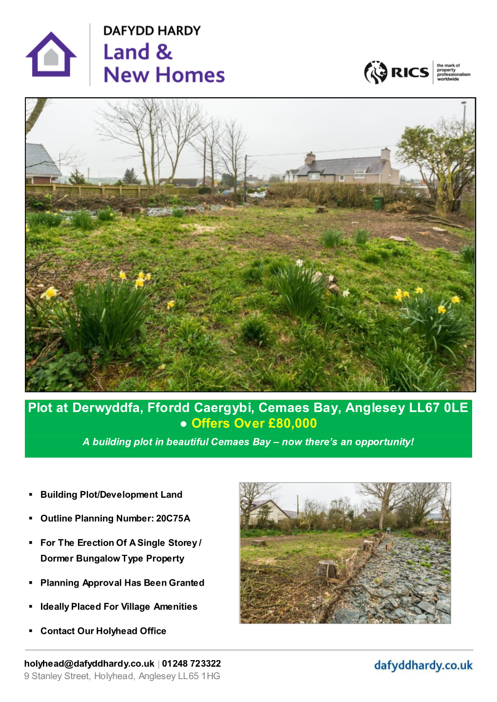 Plot at Derwyddfa, Ffordd Caergybi, Cemaes Bay, Anglesey LL67 0LE ● Offers Over £80,000 a Building Plot in Beautiful Cemaes Bay – Now There’S an Opportunity!