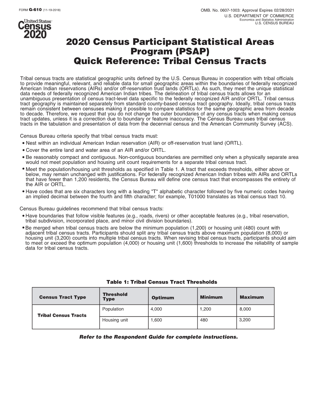 (PSAP) Quick Reference: Tribal Census Tracts