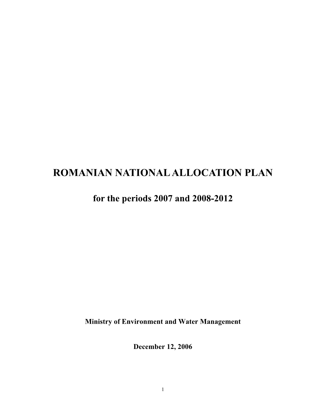 Romanian National Allocation Plan