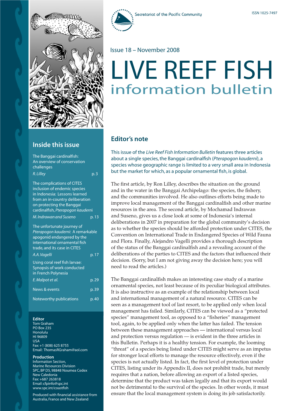 SPC Live Reef Fish Information Bulletin