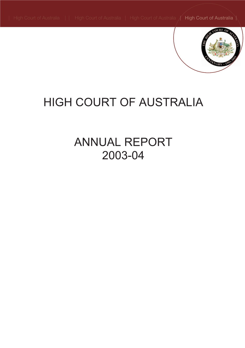 High Court of Australia Annual Report 2003-04