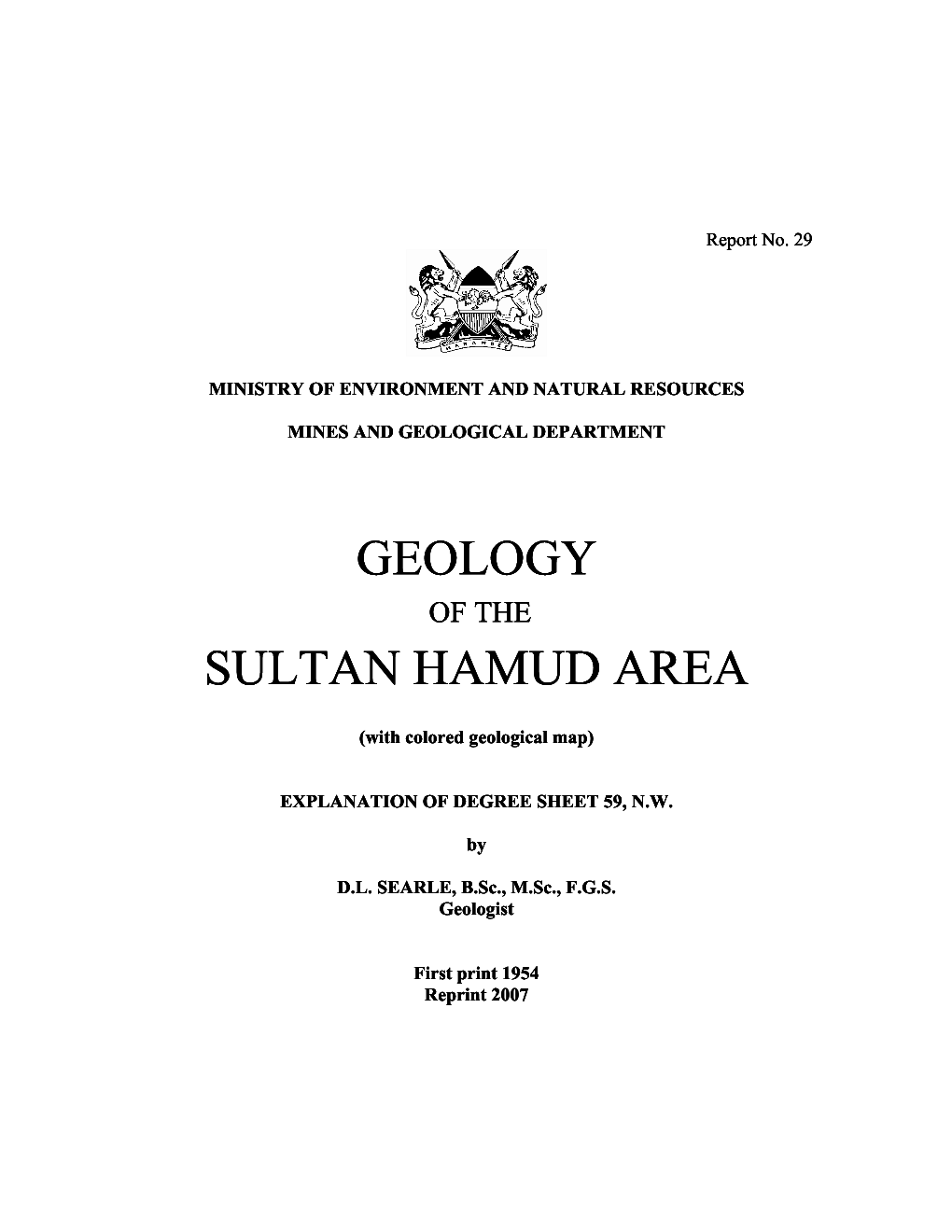 Geology of the Sultan Hamud Area
