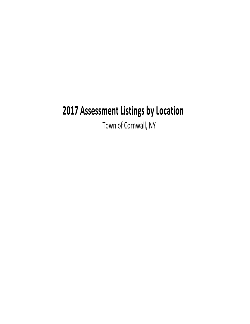 2017 Cornwall Assessment List by Location