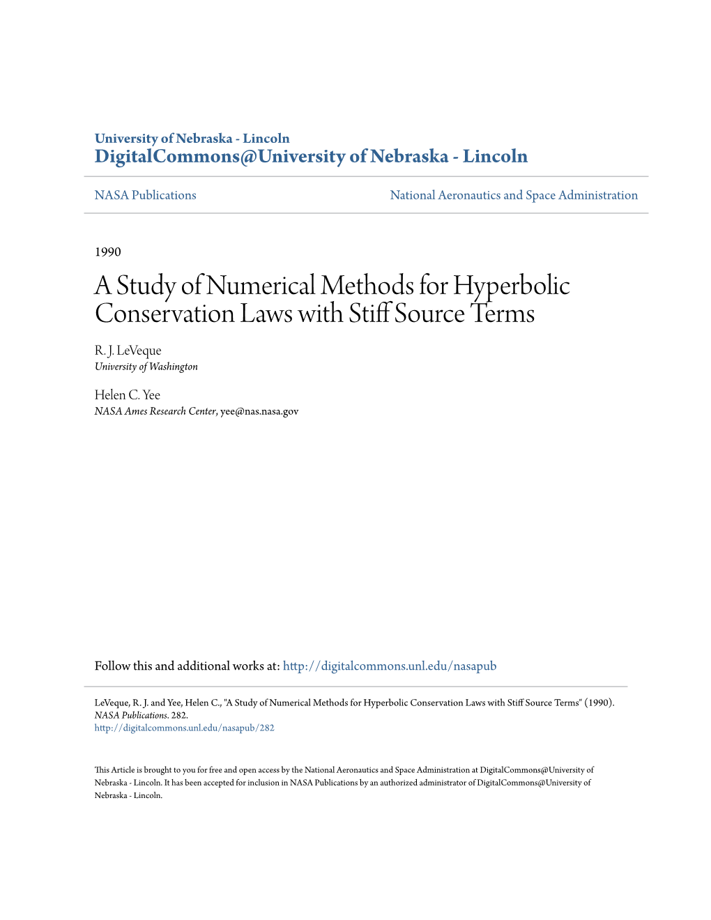 A Study of Numerical Methods for Hyperbolic Conservation Laws with Stiff Ours Ce Terms R