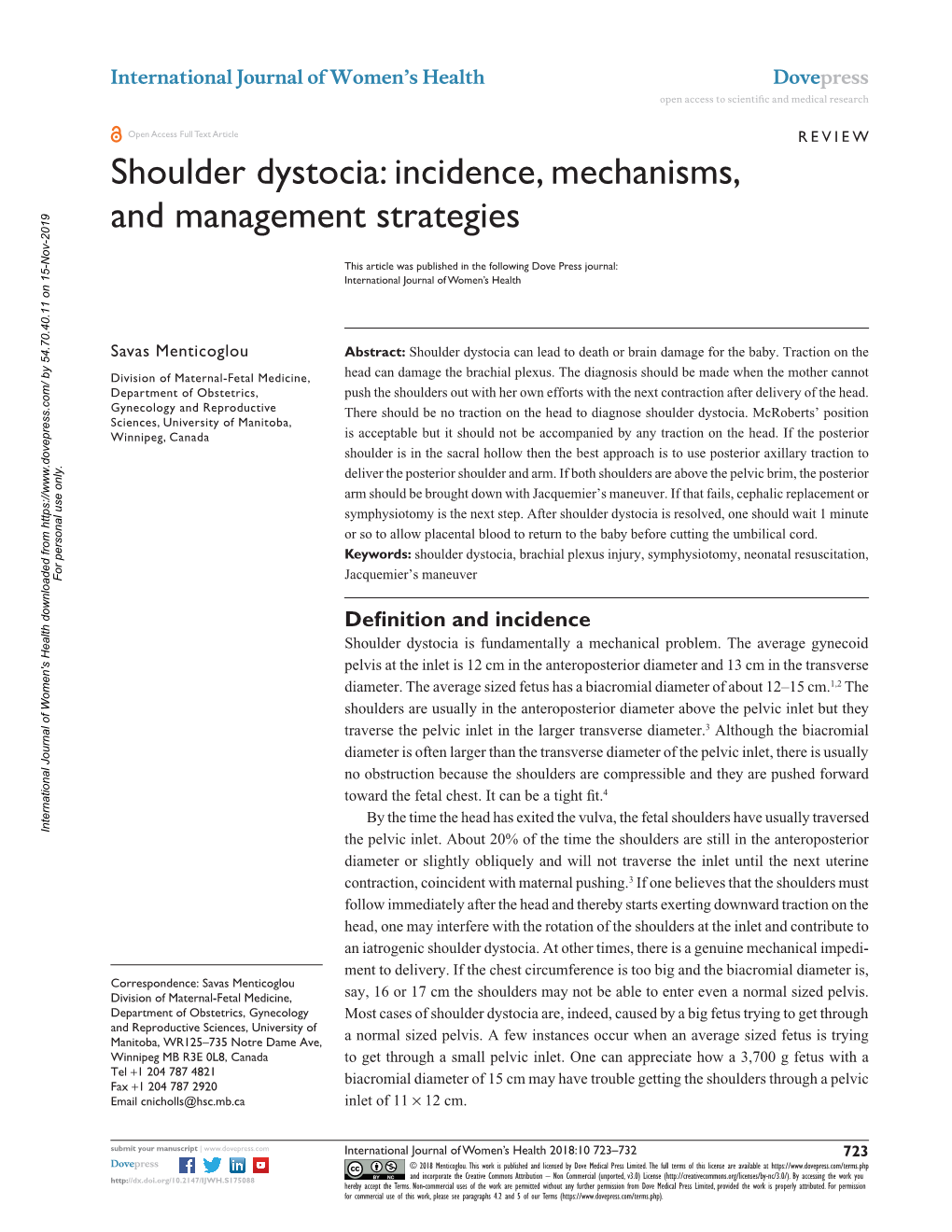 Shoulder Dystocia Open Access to Scientific and Medical Research DOI: 175088