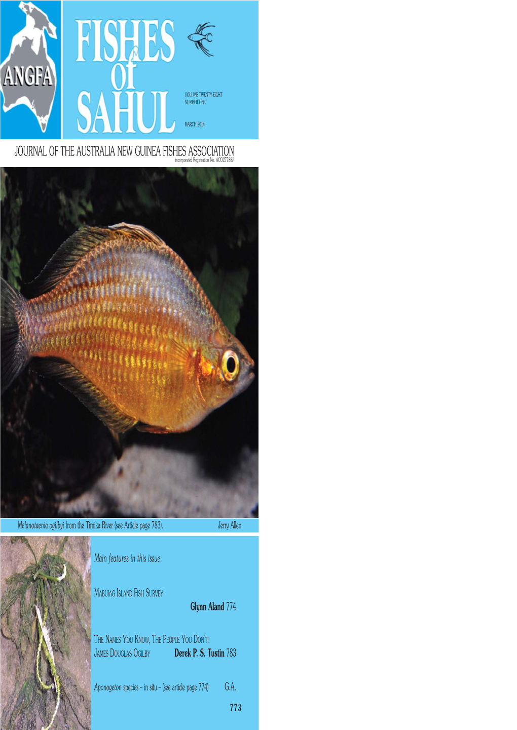 JOURNAL of the AUSTRALIA NEW GUINEA FISHES ASSOCIATION Incorporated Registration No