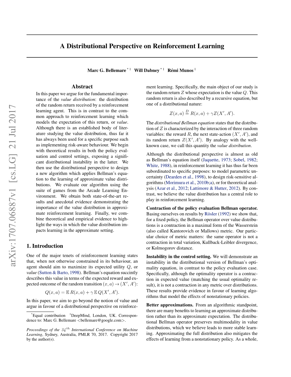 A Distributional Perspective on Reinforcement Learning