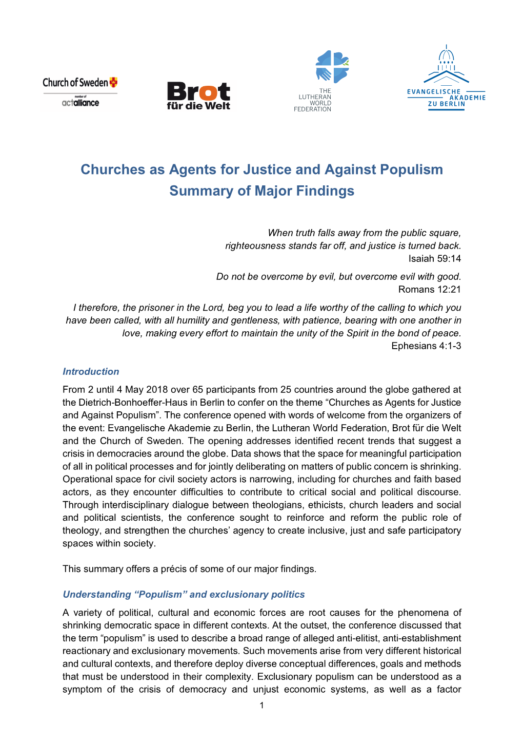 Churches As Agents for Justice Conference May 2018 Final