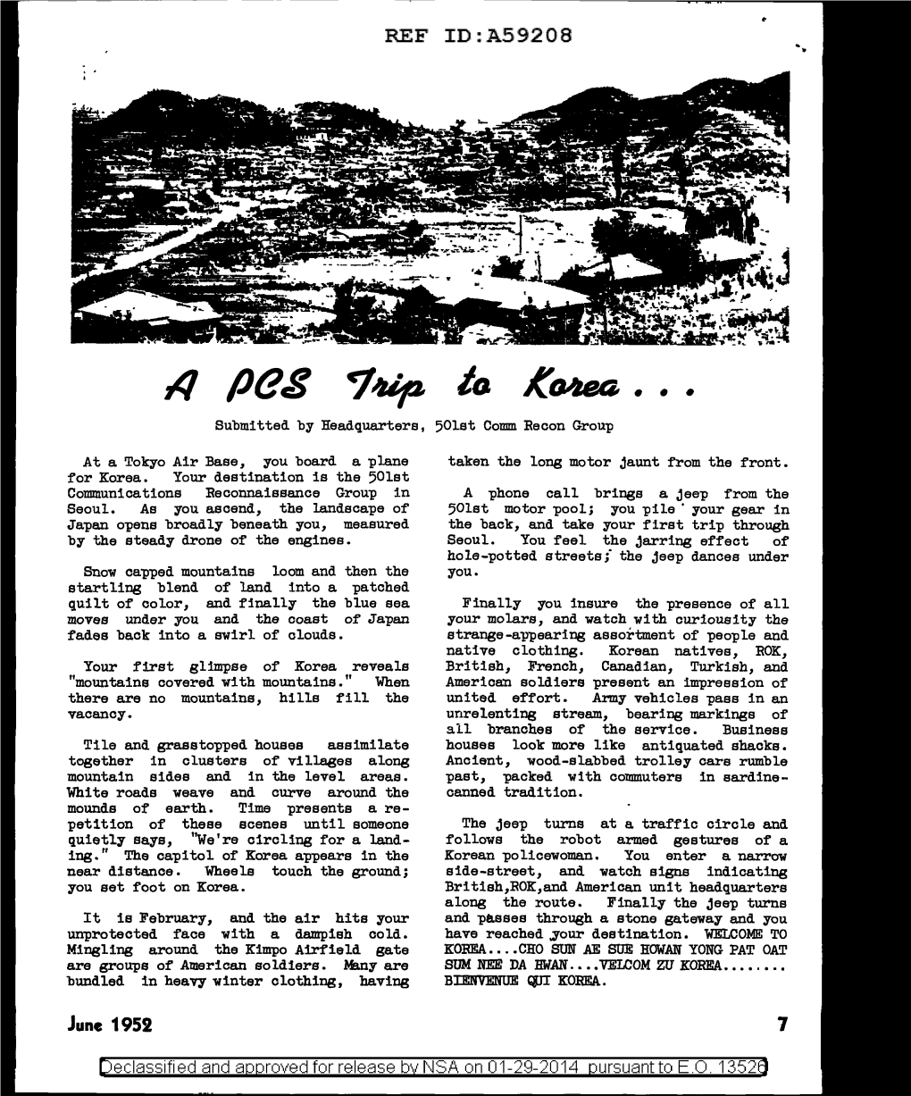 A Pcs Trip to Korea, War in the Ether, Housing at Vint Hill