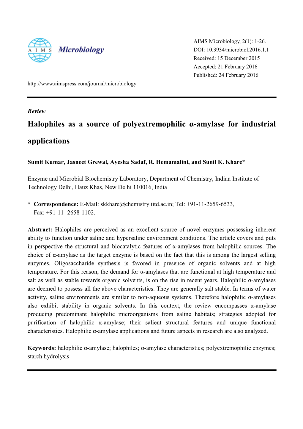 Halophiles As a Source of Polyextremophilic Α-Amylase for Industrial Applications