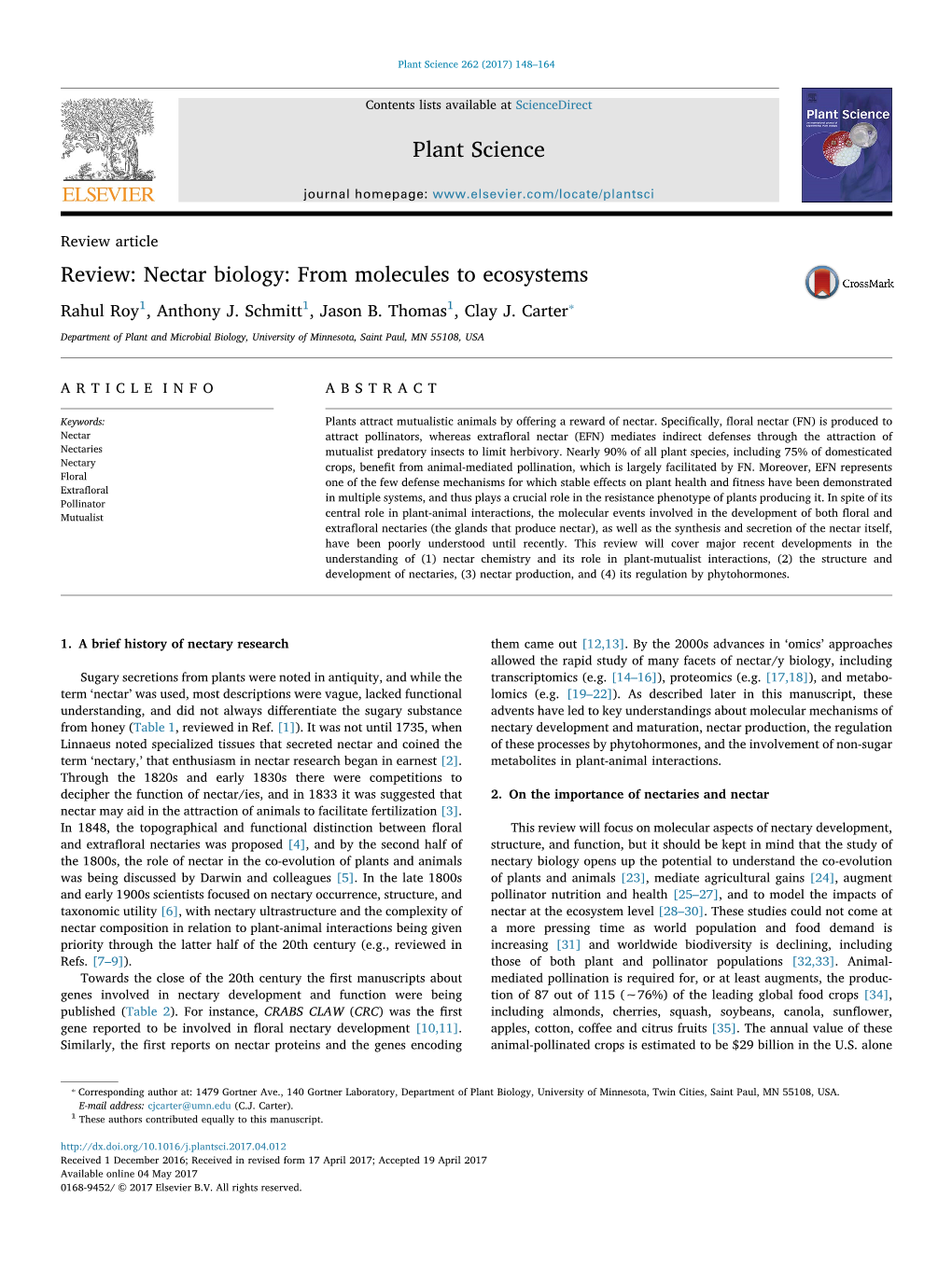 Review Nectar Biology from Molecules to Ecosystems