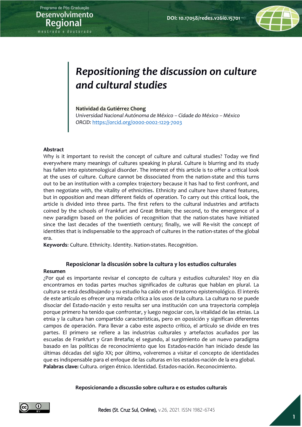 Repositioning the Discussion on Culture and Cultural Studies