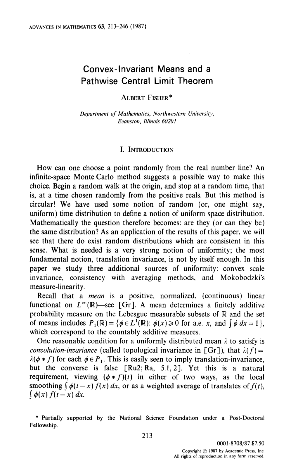 Convex-Invariant Means and a Pathwise Central Limit Theorem