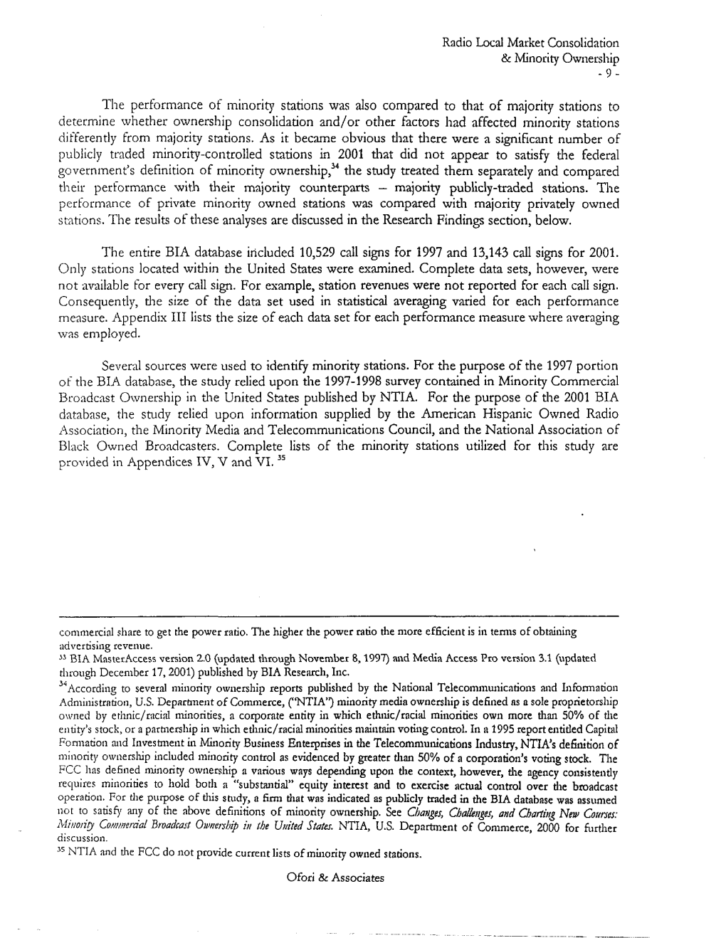 Radio Local Market Consolidation & Minority Ownership The