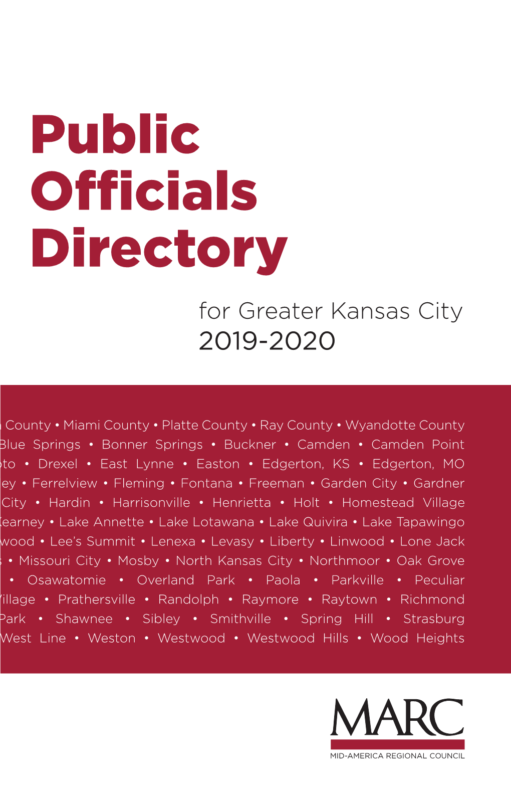 Public Officials Directory for Greater Kansas City 2019-2020