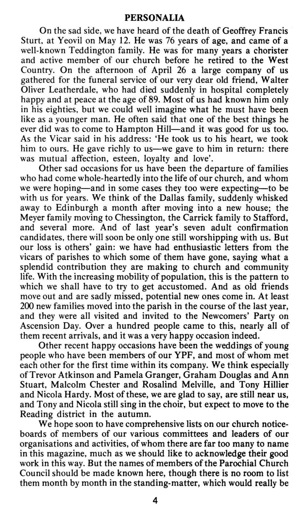 PERSONALIA on the Sad Side, We Have Heard of the Death of Geoffrey Francis Sturt, at Yeovil on May 12