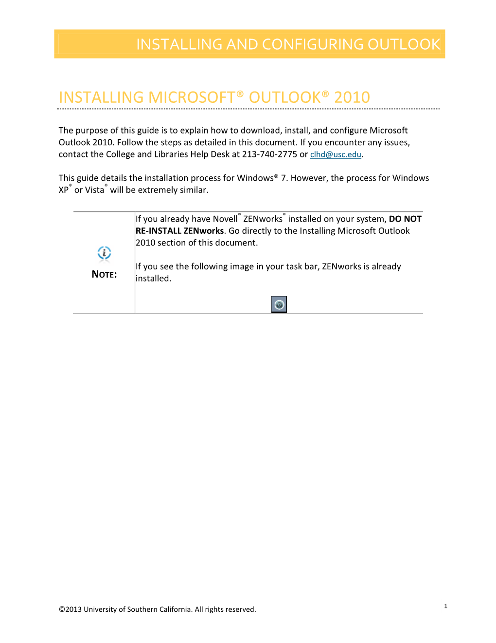 Installing Microsoft® Outlook® 2010