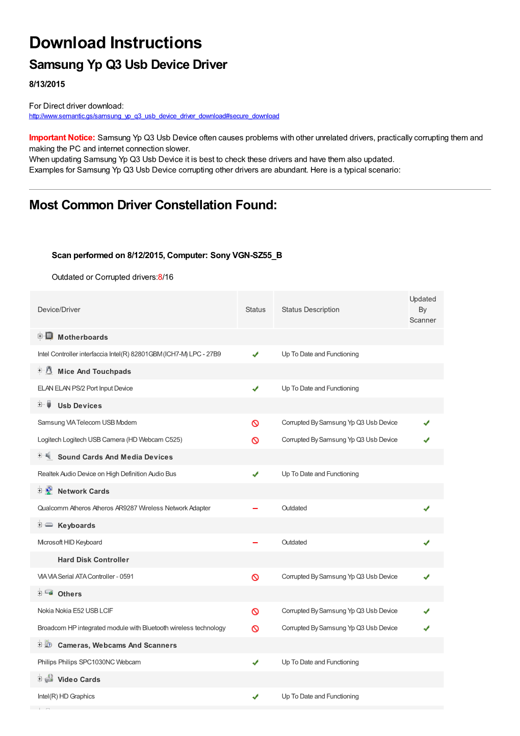 Driver Download Instructions