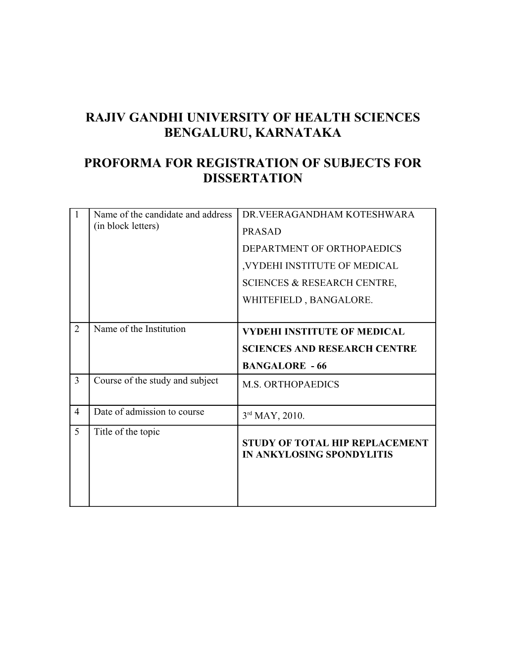 Rajiv Gandhi University of Health Sciences s40