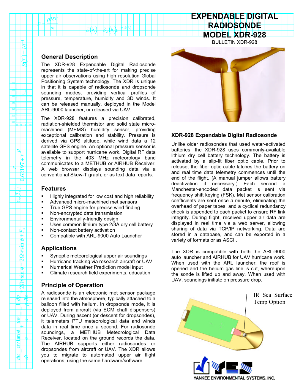 Expendable Digital Radiosonde Model Xdr-928 Bulletin Xdr-928